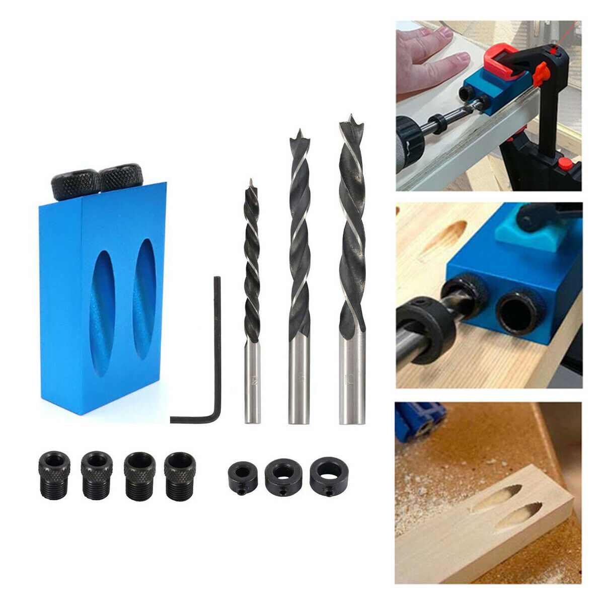Color : E 7PCS FYYONG 14/15pcs/set Mini Pocket Hole Jig Kit System Joinery Step Drill Bit Accessories Wood Work Tool Set for Woodworking Dropshipping 