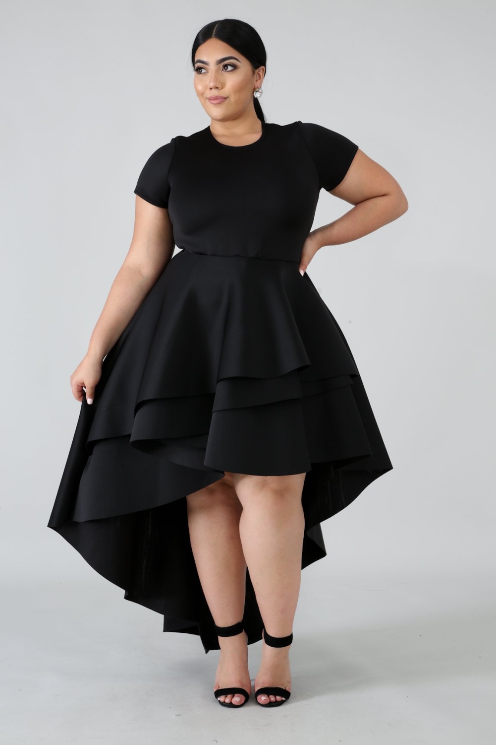 plus size plain black dress