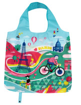 Eco Friendly Sublimation Flamingo Eco Friendly Polyester Shopping Tote Bag With Roll Up Function