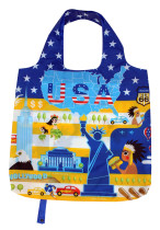 Recycled & Reusable Polyester Shopping Bag Full Printed Classical Design Grocery Bag