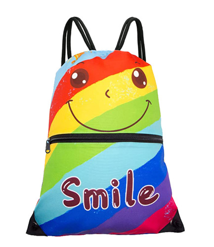 HOLYLUCK Rainbow Drawstring Backpack Bag Women Girls Sport Gym Sackpack