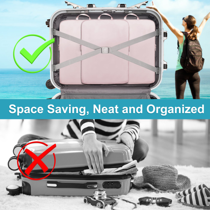 Compression Packing Cubes for Travel, 2 Pack Expandable Storage Bag Luggage Packing Organizers ession Cubes for Suitcases Backpack