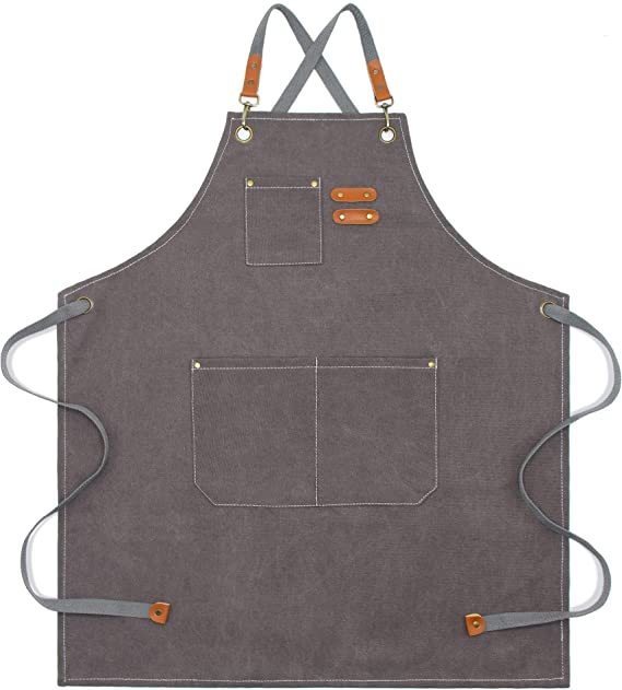 Aprons for Women and Men, Kitchen Chef Apron 6 Pockets Water-Resistant for Cooking BBQ working