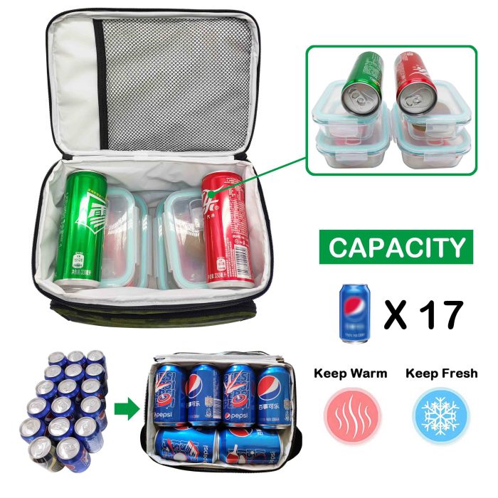 12 Cans Custom Insulated Adult Lunch Bag Leak Proof For Hot Cold Temperature Durable Water-Resistant Picnic Bag With Pockets