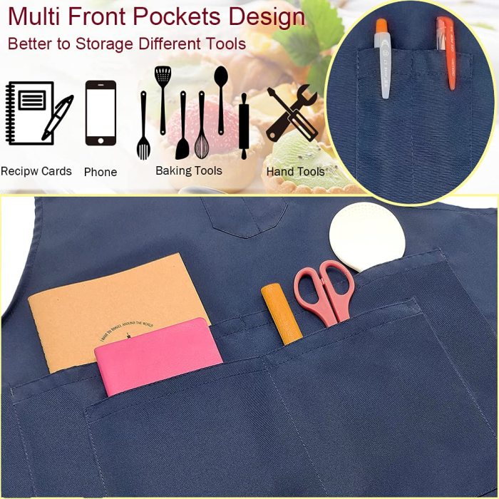 Aprons for Women and Men, Kitchen Chef Apron 6 Pockets Water-Resistant for Cooking BBQ working