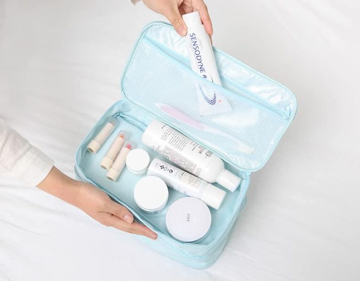 Travel Underwear Organizer Bag, Bra Bag Double Layer Packing Cube Storage Bag Waterproof Lingerie Socks Bag Cosmetic Bag Toiletry Bag