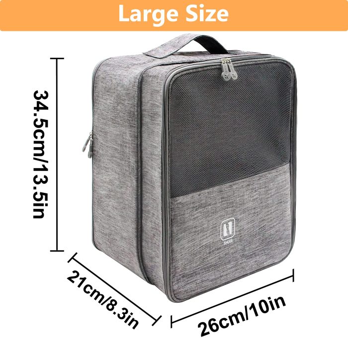 Shoe Bag for Travel Holds 3 Pair of Shoes, Shoe Organizer Storage Pouch Waterproof Travel Essentials Packing Cubes for Travel and Daily Use with Zipper