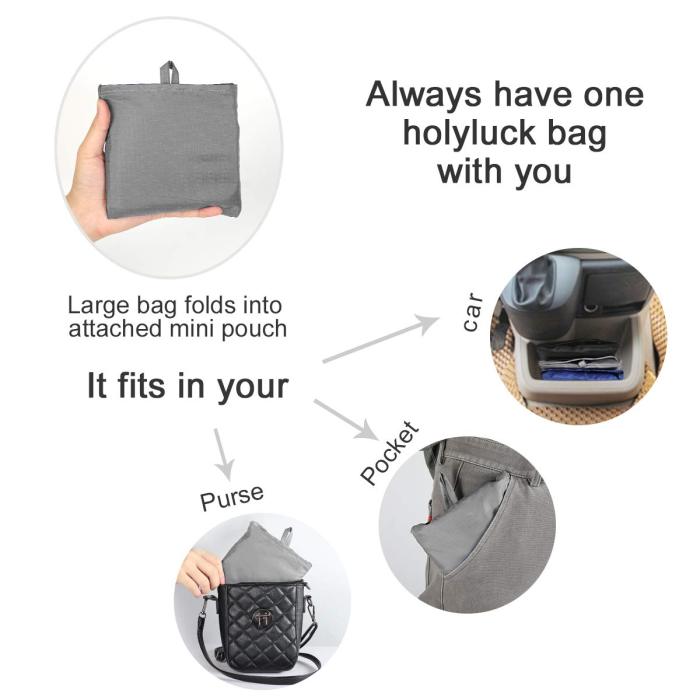 HOLYLUCK Reusable Grocery Bags,Heavy Duty Foldable Shopping Tote Bag Packs of 3 per set