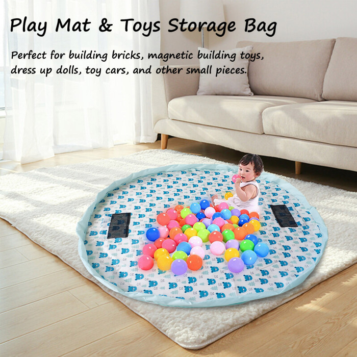 Portable Drawstring Toys Storage Organizer and Play Mat for Room and Travel, Made for Kids and Toddlers with a Durable Patented Design