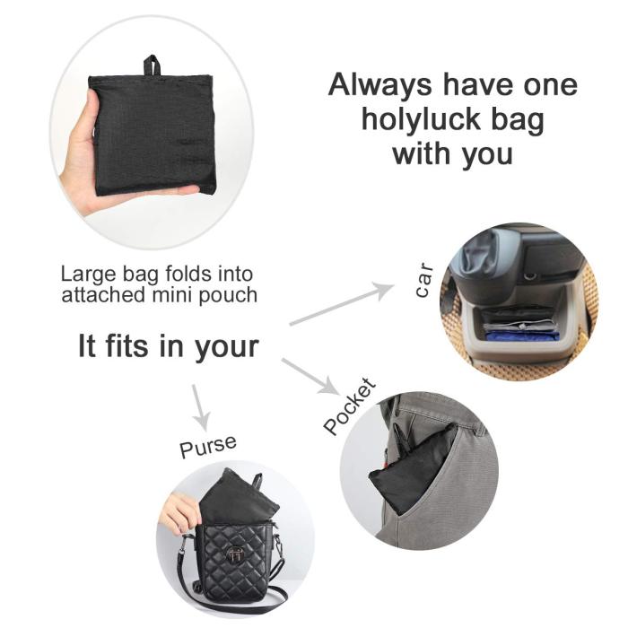 HOLYLUCK Reusable Grocery Bags,Heavy Duty Foldable Shopping Tote Bag Packs of 5 per set
