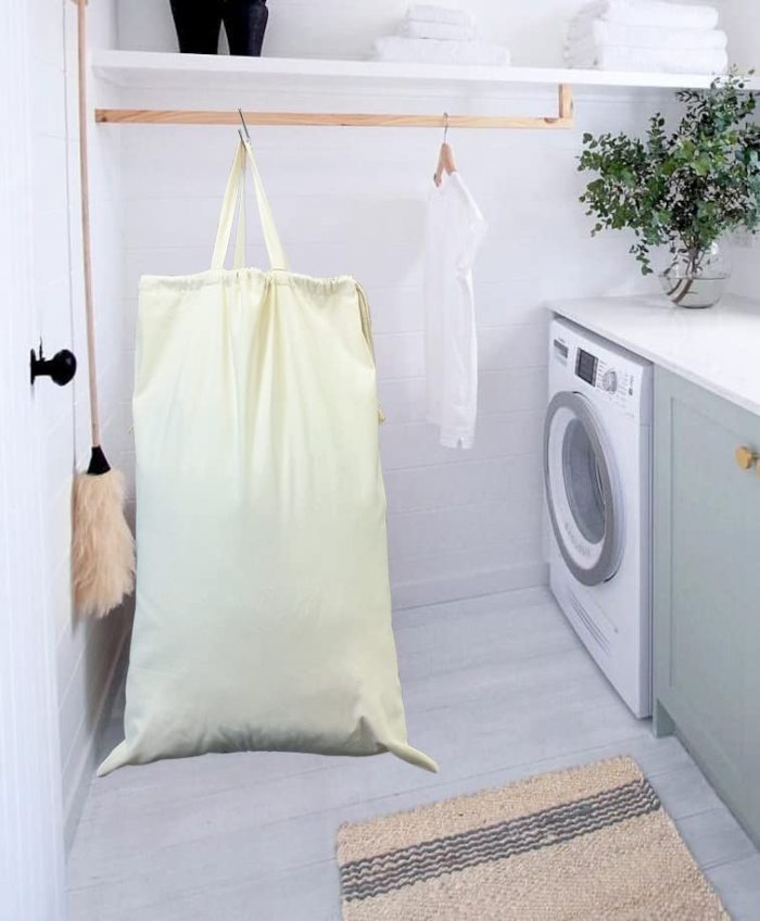 Canvas Laundry Bag, 2 Pack Cotton Laundry Bag with Handles & Drawstring Closure, Heavy Duty Washable Laundry Basket Liner Hamper Liner