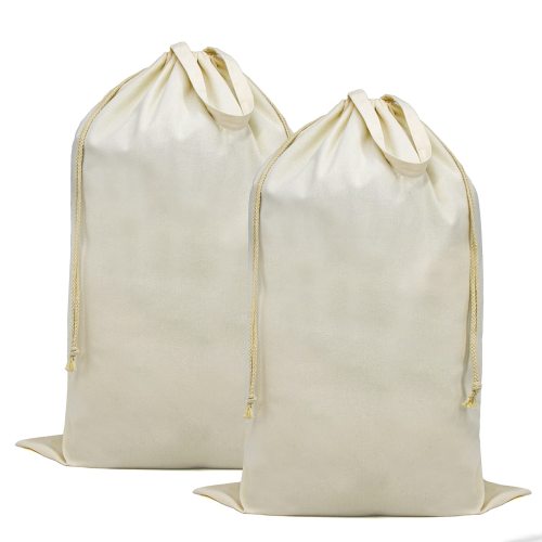 Canvas Laundry Bag, 2 Pack Cotton Laundry Bag with Handles & Drawstring Closure, Heavy Duty Washable Laundry Basket Liner Hamper Liner
