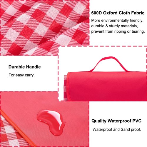 Extra Large Picnic Blanket, Outdoor Beach Blanket Waterproof Sandproof Portable Foldable Beach Camping Mat Family Day Blanket for Hiking Camping Grass Trave