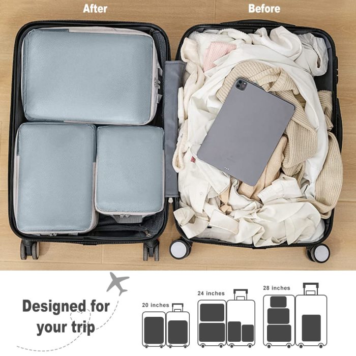 Compression Packing Cubes for Travel, 4 Pack Expandable Storage Bag Luggage Packing Organizers Compression Cubes for Suitcases Backpack