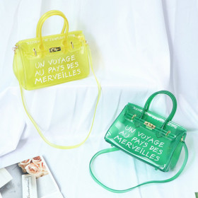 Transparent jelly bag Women's handbag with one shoulder and slant span