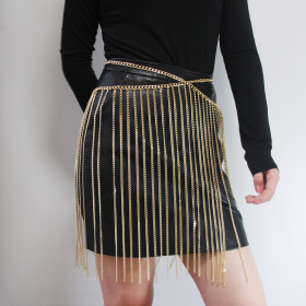 Metal stitched iron chain fringe skirt