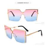 Sunglasses Women Men Luxury Brand Vintage Alloy Frame Sun Glasses Clear Lens One Piece Rimless Eyewear Shade