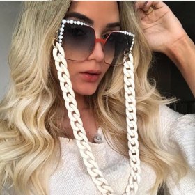 Vintage Acrylic Eyeglass Chain Women Men Fashion Eyewear Cord Reading Glasses Holders Rope Black White Beaded Lanyard