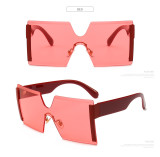 Fashion Oversized Square Rimless Sunglasses Women Brand Designer Flat Top Big Sun Glasses Female One Piece Travel Gafa de sol