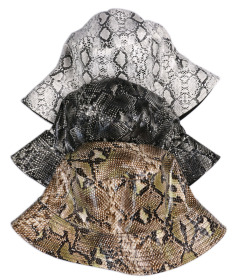 Pu double faced fisherman hat with orijuki snake skin pattern