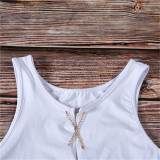 Sexy open chest short sleeveless solid top