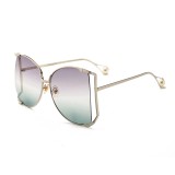 Fashion ocean piece sunglasses metal trimming women's Sunglasses Pearl