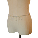 Sexy Rhinestone inlaid adjustable letter beach waist chain body chain