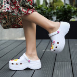 Beach shoes cave shoes women Garden Beach slippers jelly sandals women's summer flat bottomed slope heels thick soled women's sandals