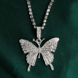 Butterfly diamond necklace single layer claw chain animal two piece butterfly chain