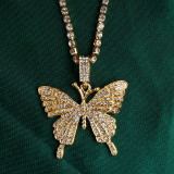 Butterfly diamond necklace single layer claw chain animal two piece butterfly chain