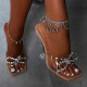 Diamond bow transparent wine glass and high heel slippers