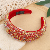 Fashion gold velvet inlaid resin drill full drill hair band women's soft sponge wide edge solid color Headband