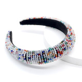 Fashionable and gorgeous sponge hair band color Handmade Beaded wide brim Crystal Hair Band