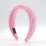 Fashionable and gorgeous sponge hair band color Handmade Beaded wide brim Crystal Hair Band
