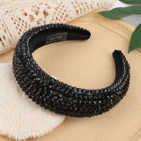 Fashion gold velvet inlaid resin drill full drill hair band women's soft sponge wide edge solid color Headband
