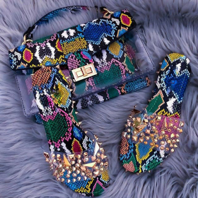 Fashion women's snake print one shoulder handbag