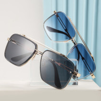 Fashionable double beam trimming metal sunglasses