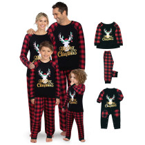 Deer Check Print Set Christmas housewear pajamas parent-child
