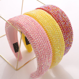 Headwear fashion sponge inlaid with diamond headband women's soft sponge wide edge press release art Headband