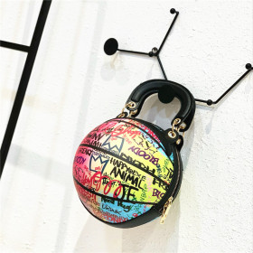 Individual color painting basketball bag chain bar small round bag
