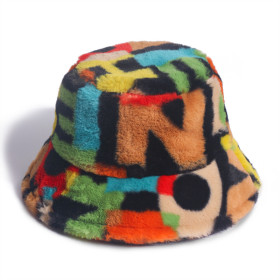 Digital printing rabbit hair fisherman's hat