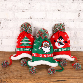 Knitted wool Christmas warm Plush decorative children's hat