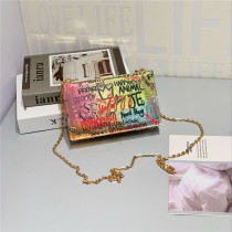 Personalized painted graffiti chain small square bag dinner bag hand bag