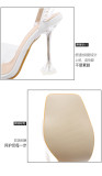 Transparent heel pearl diamond beaded bow sandals