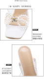 Transparent heel pearl diamond beaded bow sandals