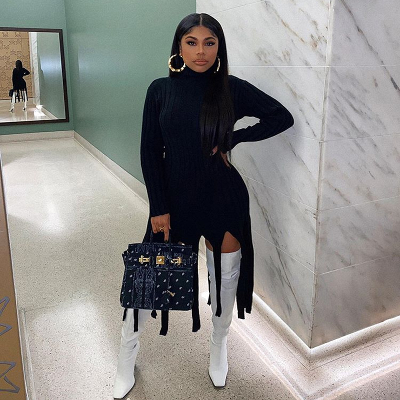 long sleeve tassel dress