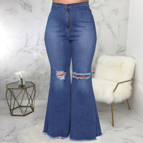 Sexy, fashion, knees, holes, stretch, denim, flared pants