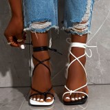 Clip toe, bandage, stiletto, color matching, sandals