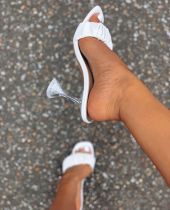 Fashion, fold, glass heel, sandal