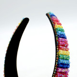 Gorgeous, rainbow color, hairband, color, handmade, beaded, wide edge, hairband